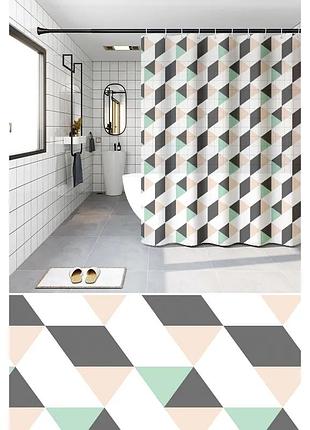 Шторка для ванной zerix scp-007-180x200 из peva (полиэтиленвинилацетата) (узор "ромбы") (zx6080)