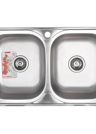 Мийка кухонна zerix z7848d-08-180md double (micro decor) (zs0579)