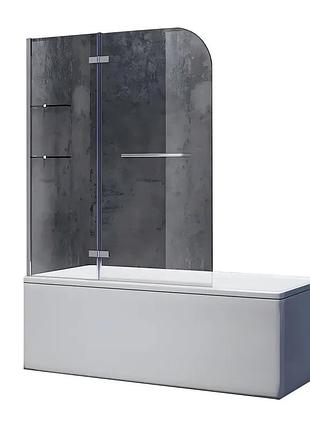 Шторки скляні на ванну koer sr bs05-90x140-tr-01 прозоре скло easy clean 6мм, хром (kr5372)