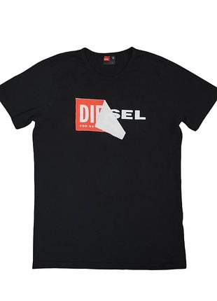 Черная хлопковая футболка diesel унисекс с логотипом аппликация эффект наклейки y2k стритвир винтаж размер xs s