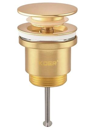 Донный клапан для раковины koer pw-11-12 1 1/4'' универсальный (с/без перел) сlick-сlack (колир зол.мат) (kr5794)