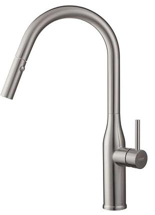 Смеситель кухонный с выдвижным изливом koer ki-70004-02 (нерж. сталь) (kr3385)