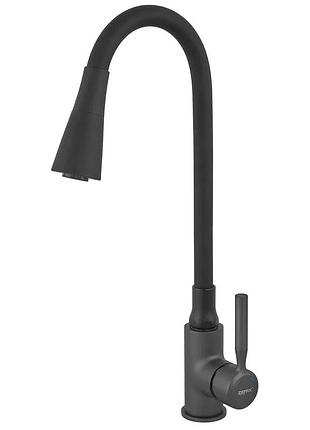 Змішувач для кухні zerix atrium-011-t graphite refl.black (колір графіт+силіконовий вилив чорний) (zx6106)