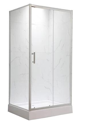 Душевая кабина с низким поддоном mixxus hard sct01-100x90x198-tr chrome прозрачное стекло 5мм new (в 2 ящ) (mi8368)