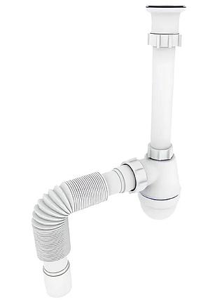 Сифон для раковини zerix su-03-а з ревізією (колір білий) 1 1/4'' (zx5083)
