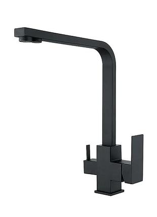 Смеситель для кухни с выходом для питьевой воды zerix kub-021 black с нерж. стали sus304 (zx4856)