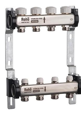 Коллектор с термостатическими и запорными клапанами roho r805-04 - 1"х 4-х. (ro0058)