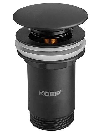 Донный клапан для раковины koer pw-07-05 1 1/4'' с переливом автоматический сlick-сlack (цветчер черн) (kr5785)