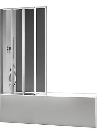 Шторки скляні на ванну складні koer sr bs07-80x140-tr-01 прозоре скло easy clean 4мм, хром (kr5948)