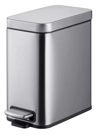 Відро для сміття з плавним закриттям прямокутне mixxus premium quadro-tc0105 ss color 5л (колір нержавійка) (mi7062)