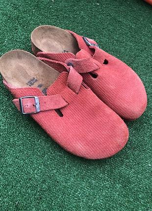 37р-24см.  birkenstock boston сабо оригінал  нат замша с єффектом вельвета