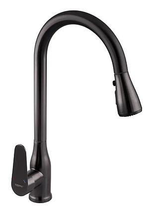 Смеситель для кухни с выдвижной лейкой zerix pul-014 graphite с нерж. ст. sus304 (цвет. графит) (zx5036)