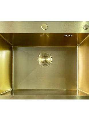 Мойка mixxus mh6050 micro decor brushed gold (3.0/0.8) из нерж. стали (цвет матовое золото) (mi8222)