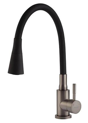 Смеситель для кухни mixxus seo-011-t graphite refl.black с нерж.стали sus304 (кол.графит+сил.вылив черный) (mi8434)