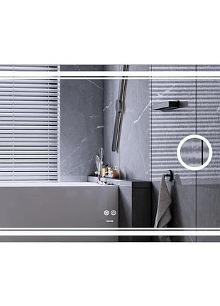 Зеркало mixxus premium quadro mr20-100x70 с led touch, anti-fog, диммером, регулятором яркости, линзой (mp6622)