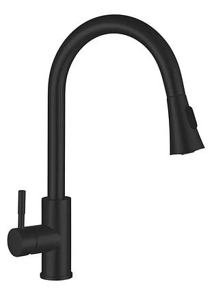 Смеситель кухонный с выдвижной лейкой mixxus sus-014-b black (mi5862)