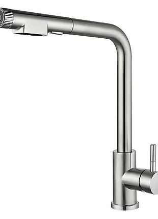 Смеситель для кухни с выдвижным изливом mixxus lux-021 pull из нерж. стали sus304 (mi8229)