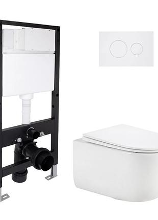 Готовое решение qtap для ванной комнаты: подвесной унитаз taurus ultra quiet 515x360x350 + комплект инсталляции standard (круглая