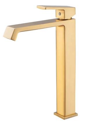 Смеситель для умывальника haiba gaudi 001 (high) brushed gold (hb9597)