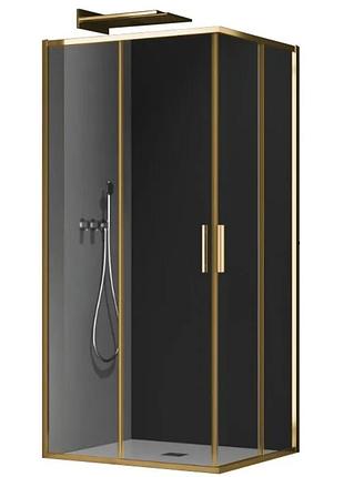 Душевая кабина без поддона koer sr sc10-90x90x195-tr-12 прозрачное стекло easy clean 6мм, матовое золото (kr5943)