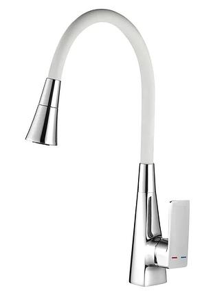 Смеситель для кухни mixxus etna 014-t (nut) refl.white (колир хром+силиконовый излив белый) (mi8421)