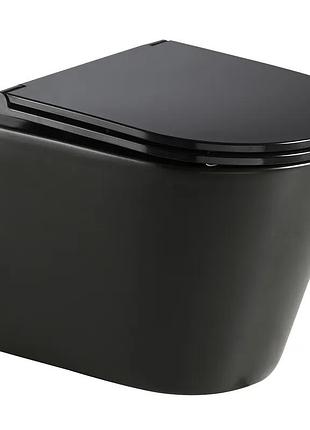 Унитаз подвесной mixxus premium bevel-0301-t3 black 515х355х365mm, система смыва tornado 3.0 (mp6595)