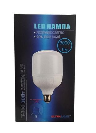 Високопотужна led лампа ultralight t100 30w e27 6500k (7395)