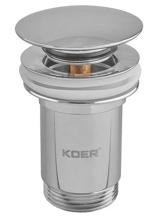 Донный клапан для раковины koer pw-07-01 1 1/4'' с переливом автоматический сlick-сlack (цвет хром) (kr5782)