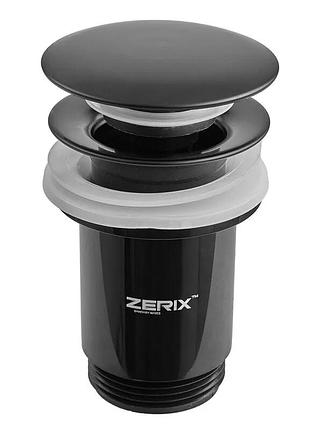 Донный клапан для раковины zerix bv-01 black 1 1/4'' с переливом автоматический сlick-сlack (цвет черный) (zx6016)