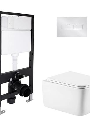 Готовое решение qtap для ванной комнаты: подвесной унитаз gemini ultra quiet 520x360x350 + комплект инсталляции standard (линейная