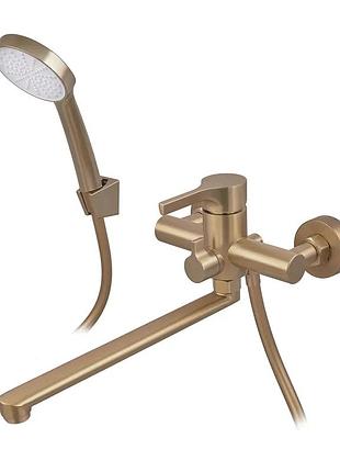 Смеситель для ванны zerix rex-006 (euro) brushed gold с нерж. стали (колир матовое золото) (zx6119)