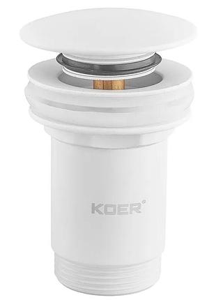 Донный клапан для раковины koer pw-07-03 1 1/4'' с переливом автоматический сlick-сlack (цвет белый) (kr5783)