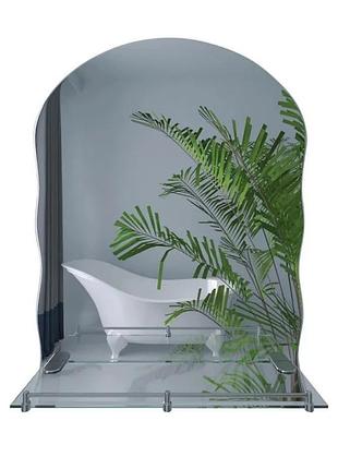 Зеркало настенное zerix mirra mrz02-60x85x10 прямоугольное с дугообразным верxом, фигурными боками и полкой (zx5620)