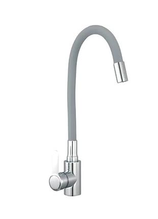 Смеситель для кухни с с силиконовым вилом. champion eza-011 chrome refl.gray с нерж. стали (ch6456)