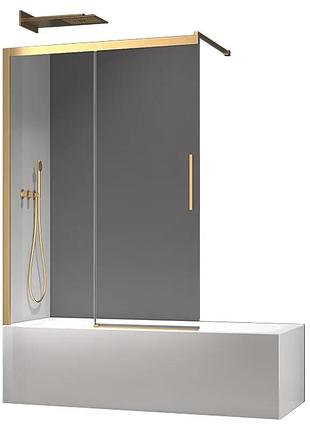 Шторки скляні на ванну розсувні koer sr bs06-120x150-tr-12 прозоре скло easy clean 6мм, матове золото (kr5946)