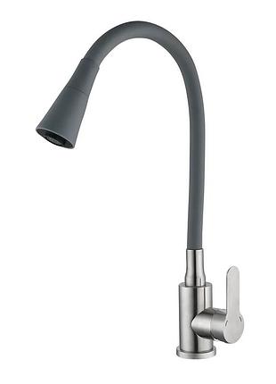 Смеситель для кухни mixxus dax-011 refl.gray с силиконовым изливом (mi6560)