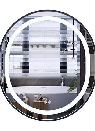 Зеркало mixxus premium ellipse mv05-80x70-reverse black с led touch, anti-fog, диммером (3-6,5kk) (mp6646)