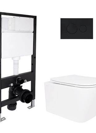 Готовое решение qtap для ванной комнаты: подвесной унитаз crow ultra quiet 485x340x290 + комплект инсталляции standard (круглая