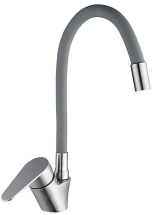 Смеситель для кухни mixxus neo-011 refl.gray с силиконовым изливом (mi6557)