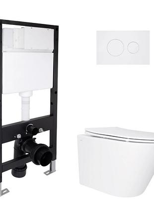 Готовое решение qtap для ванной комнаты: подвесной унитаз swan ultra quiet 520x360x320 + комплект инсталляции standard (круглая