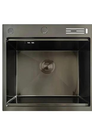 Мойка mixxus mh5050-sk nano-black с н.ст.зе ступенькой для сушки, с подст.под ножи(графит) (mx1940)