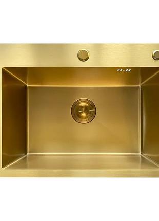 Мойка mixxus mh5843 micro decor brushed gold (3.0/0.8) из нерж. стали (цвет матовое золото) (mi8218)