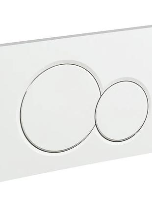 Панель смыва koer kt-0601-03 240x160x10mm пластиковая, кнопка круглая (цвет белый) (kr5175)