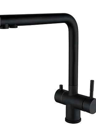Смеситель для кухни с выходом для питьевой воды zerix lux-021 black с нерж. стали sus304 (zx4870)