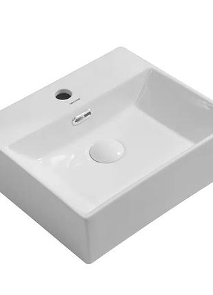 Раковина подвесная mixxus premium quadro-0205 410х360х130mm с отверстием под смеситель и переливом (mp6508)