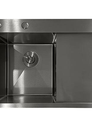 Мойка из нержавеющей стали mixxus mh6350l nano-black (3.0/0.8) цвет графит (mi7045)