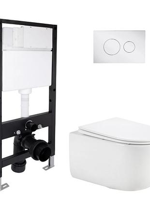 Готовое решение qtap для ванной комнаты: подвесной унитаз taurus ultra quiet 515x360x350 + комплект инсталляции standard (круглая