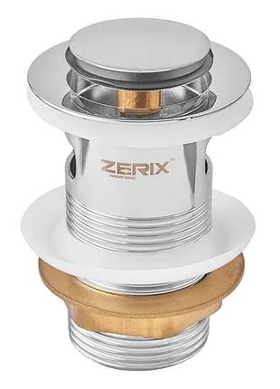 Донный клапан для раковины zerix bv-05 1 1/4'' с переливом автоматический сlick-сlack (цвет хром) (zx6022)