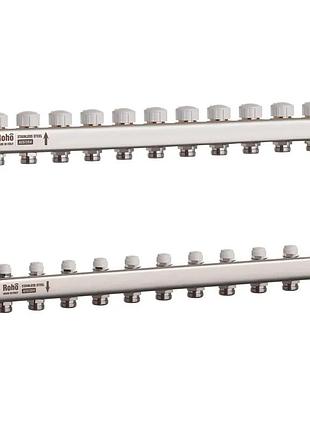 Коллектор с термостатическими и запорными клапанами roho r805-11 - 1"х 11 вых. (ro0065)