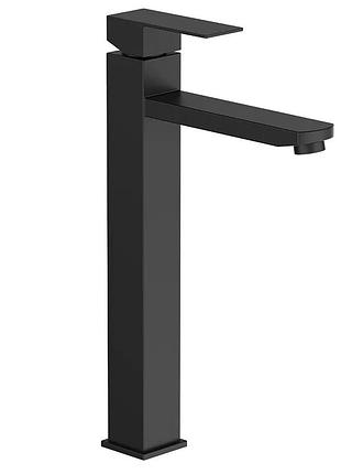 Смеситель для умывальника zerix kub-001-high black с нерж. стали sus304 (zx4846)